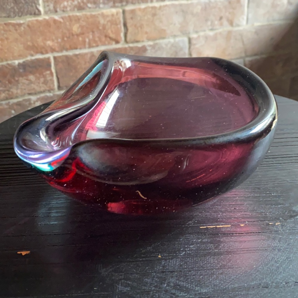 Purple vintage glass bowl